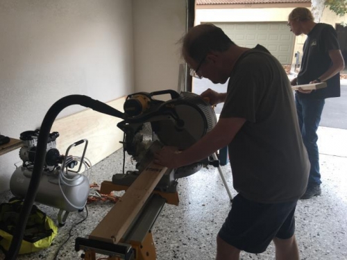 Rob cutting the lumber for the EAA workbenches