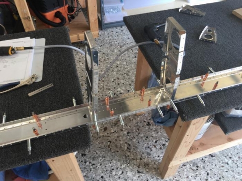 Turn the spar over and match drill the inspar ribs