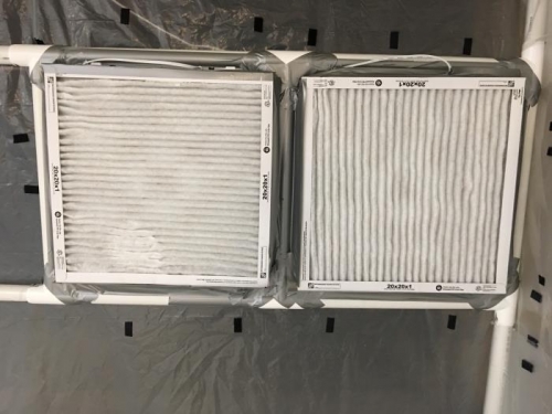 The filters are attached on the inside and held in place with duct tape.