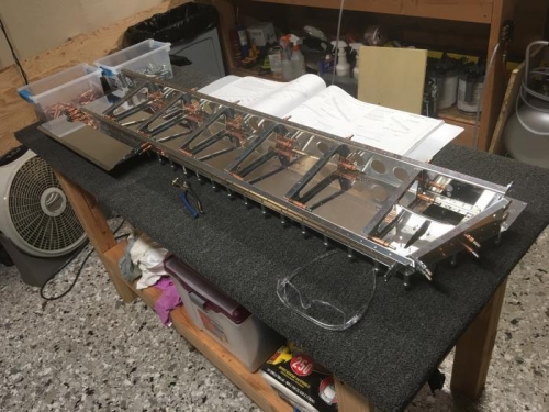 LHS elevator partially assembled and ready for the trim tab hinge work.