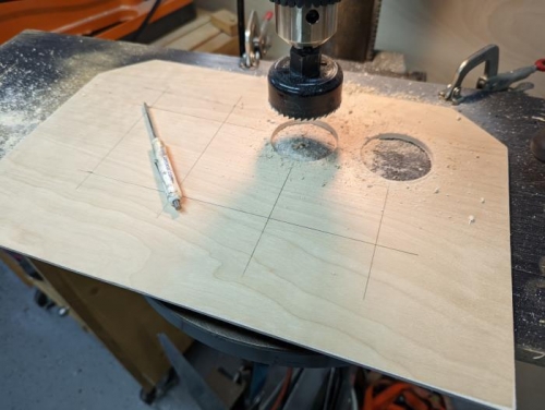 Cutting Lightning holes on the press drill