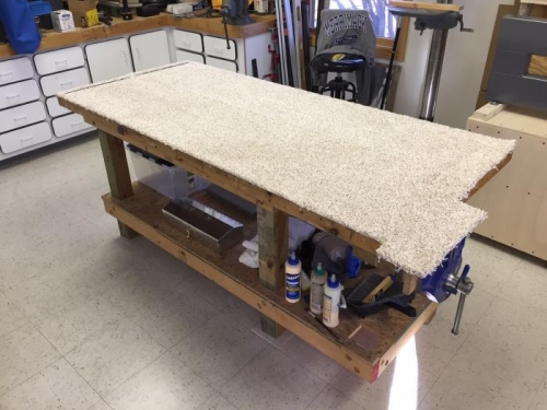 Workbench carpeted.