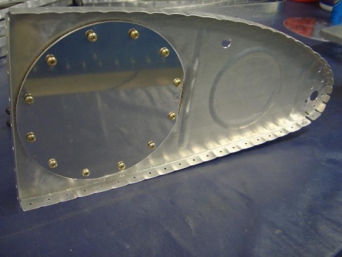 Outside view of fuel tank access plate