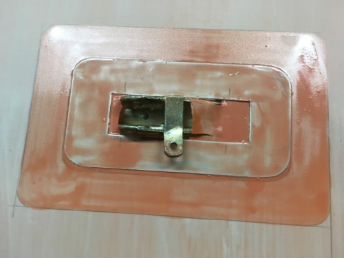 aluminum reinforcement plate around rear wing strut attachment polytacked down