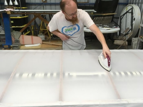 Matt doing the inital shicking (250 or less) on the top side of the right wing