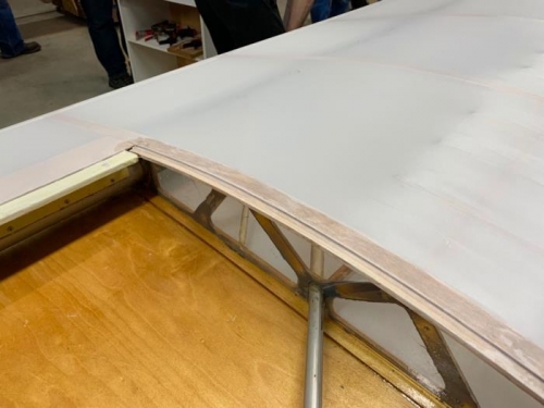 Detail of fabric around wing locker