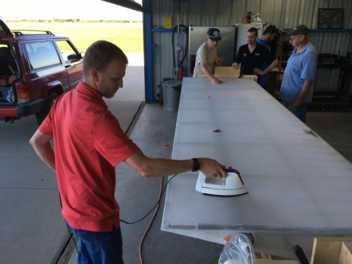 Nick ironing the bottom side of the left wing to 350 degrees