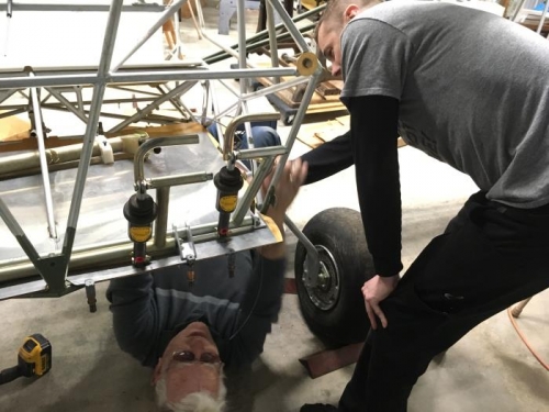 Terry and Bryan removing gear for access to drill floorboards