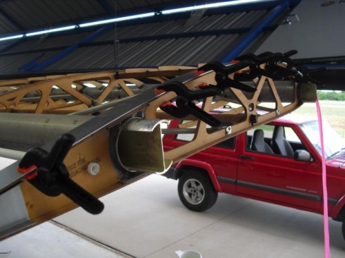 test fit of aluminum strap for attaching wingtip