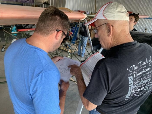 Pete and Eric go over the plans for the windshield brakets