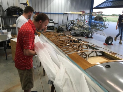 keeping the fabric off the ground as we prepare to invert the wing