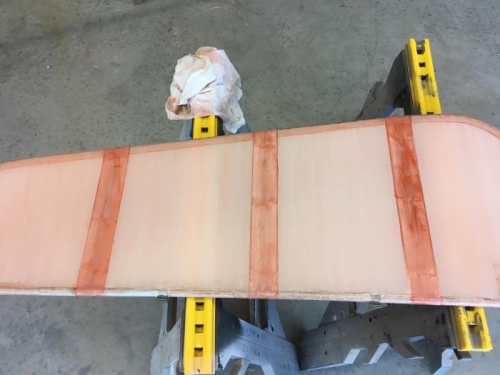 Tapes applied to rudder