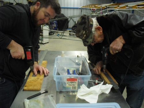 drilling holes in wingtip alimunum wingtip attachment strips