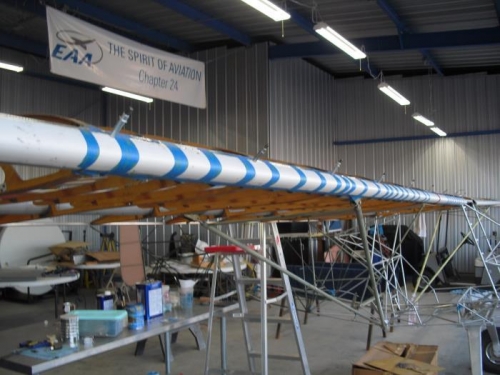 leading edge in place and clamped with tape