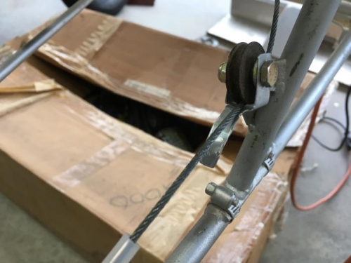 rudder cable retainer in place