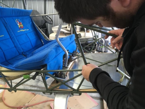 Derek working in nutplates to hold on cowling.