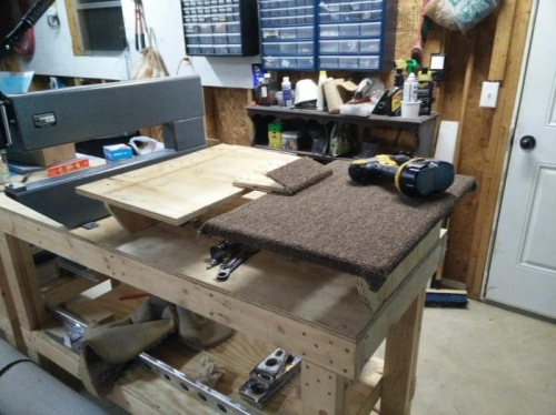 Table half of table covered.