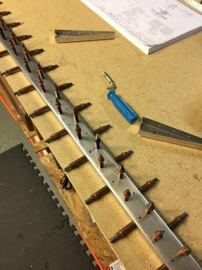 spar & doublers cleco'd for riveting