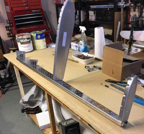 Ribs riveted; attach brackets cleco'd