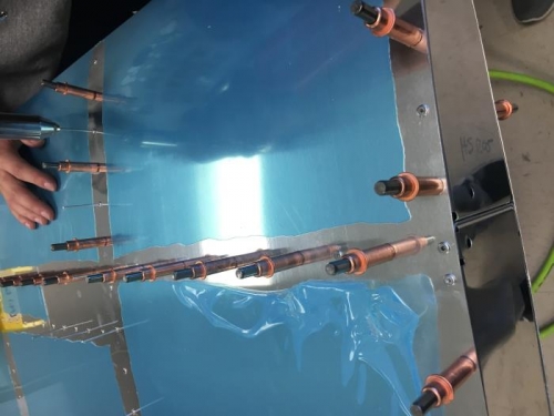 using drill w/out air to final drill holes so the rivets will fit