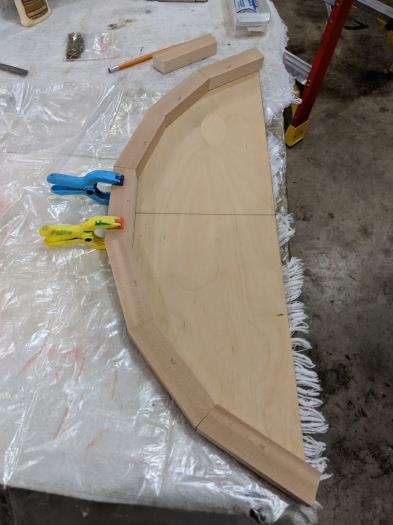 gluing first strip in place