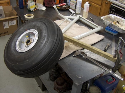 I then mocked up the wheel and brakes to mark the holes