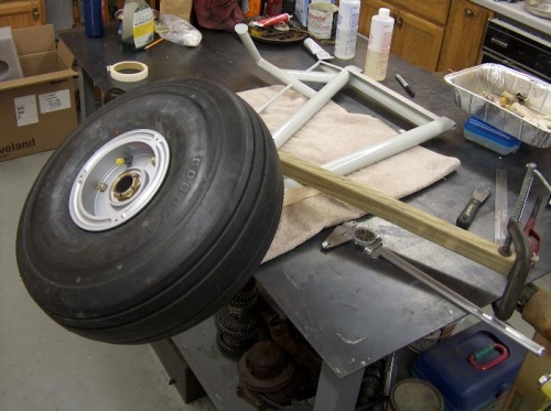 I then mocked up the wheel and brakes to mark the holes