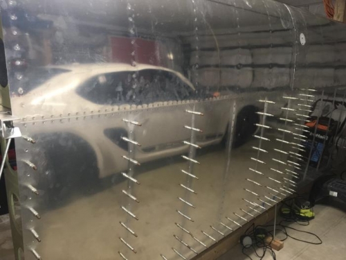 Left Top Outboard Skin Rivets Started