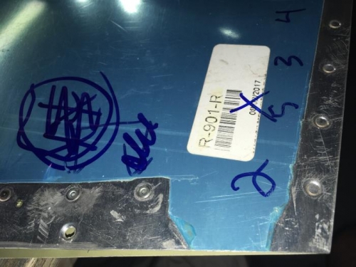 Drilled out and replace with blind rivet