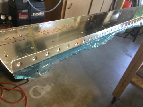 Final Drilled and Dimpled Top Flange on Rear Spar