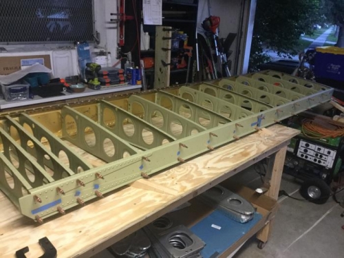 Ribs Clecoed to Rear Spar