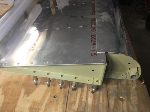 Left Aileron Ribs Riveted to the Top Skins and Spar