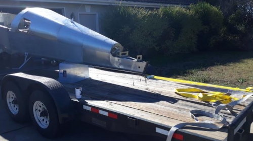 loading fuselage on trailer