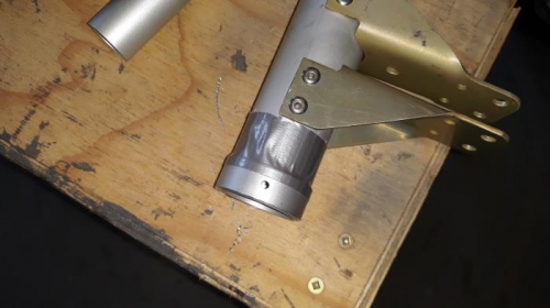 drilling rivet holes for control tube retainer