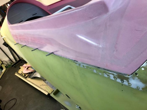 Hinge clecoed in place