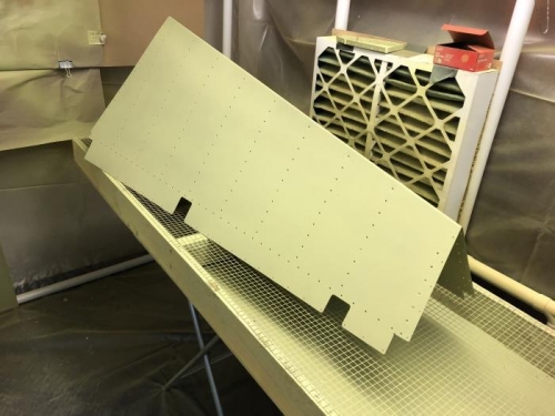 Rudder skin primed inside and out