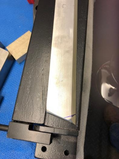 Clamping strip needed the end modifying to cope with the angle