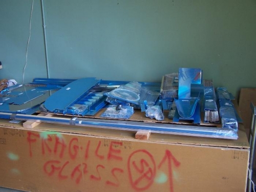 Fuselage components sitting on the finishing  kit box.