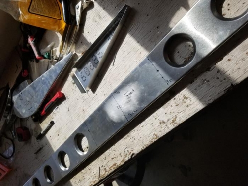 Marked out center line and rib locations on main spar