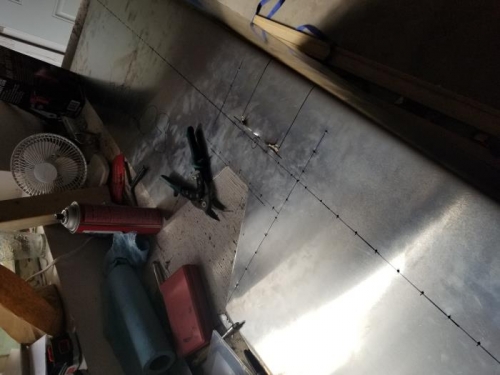 Center section marked and edges drilled for ease of removal later on