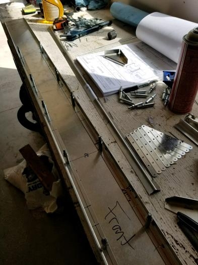 Drilled/Clecoed doublers in place on rear spar