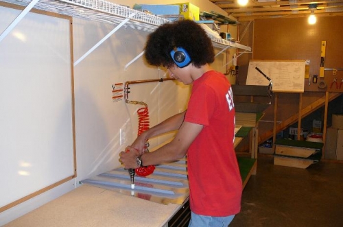 Matthew's first rivets.  Came out nice!