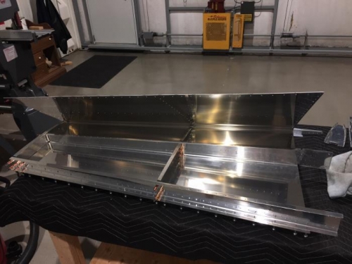 Bottom of skin clecoed to skeleton