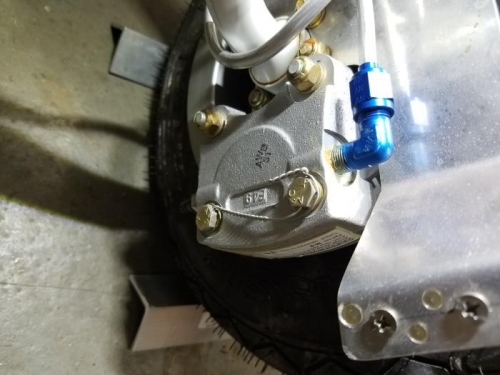 Safety wire on right brake caliper