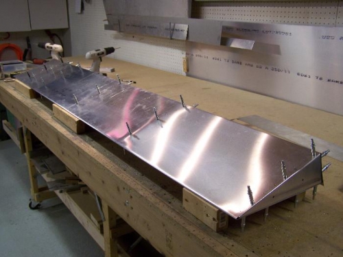 Nearly complete right flap. Just needs inboard cutout and hinge attached and deburred and riveted too.