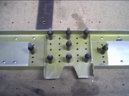 Stablizer attach plate clecoed to rear spar of stablizer