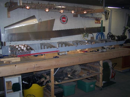 Clecoed wing skeleton. Reb stick is a yard stick. Added perspective to the picture.