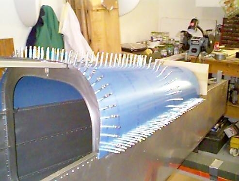 Rear turtle deck skin clecoed on.