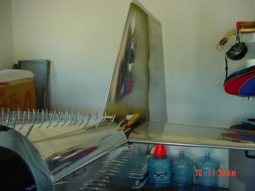 Vert. stab. clamped in place.