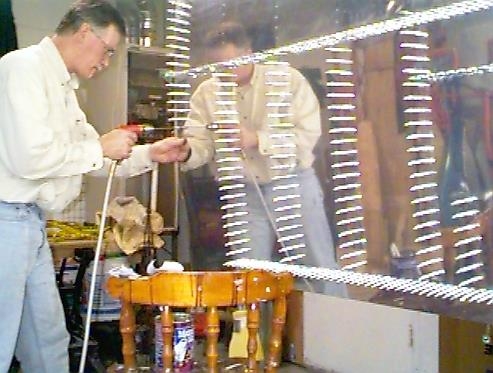 Me drilling the top skin to the ribs.